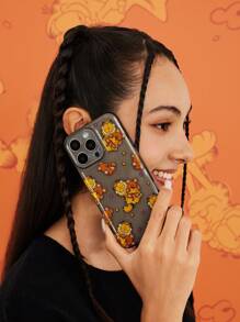 GARFIELD X SHEIN Étui de téléphone transparent gris pailleté de dessin animé