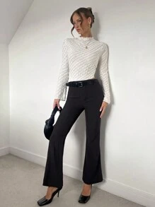 Calvaya Women Low-Waist Minimalist Striped Long Pants, Casual Daily Wear