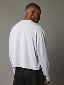 SUMWON 宽松圆领长袖短款 T 恤基本款休闲家居服秋冬日常街头服饰基本款上衣 - 灰色 - 查看 2