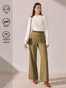 BizChic Spodnie Khaki Flare Leg, Eleganckie Spodnie Damskie Na Święto Dziękczynienia, Boże Narodzenie, Noworoczne Przyjęcie, Wiosna/Lato,