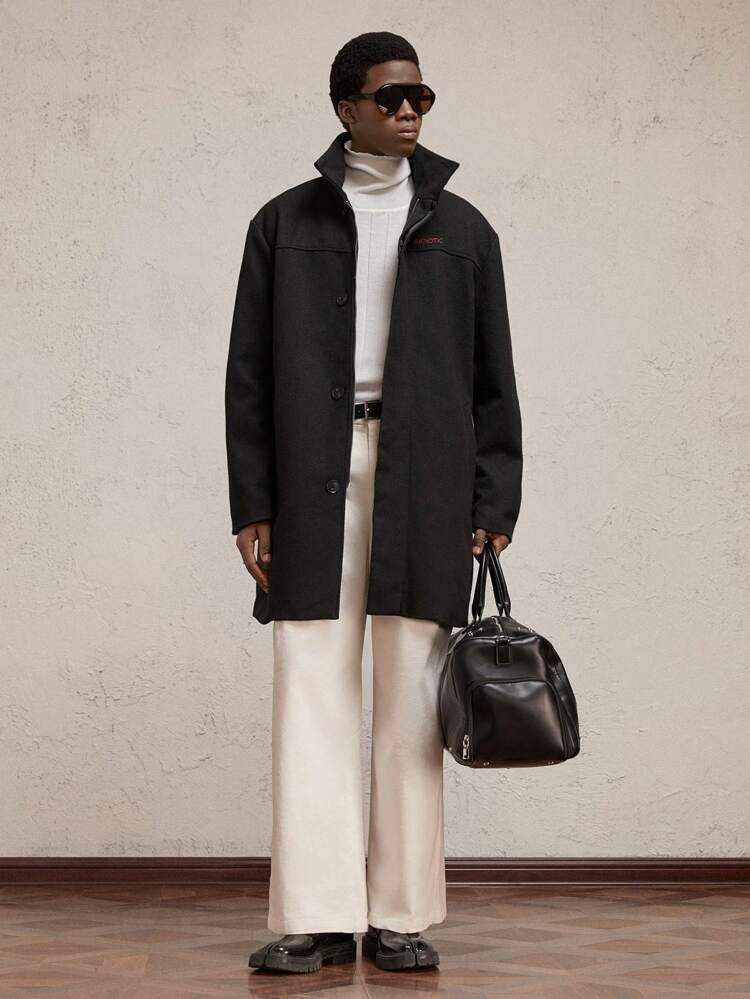 Men's Slim Fit Regular Shoulder Opening Long Sleeve Cardigan Jacket, Suitable For Autumn, For Fall Winter