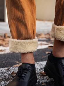 Manfinity VCAY Pantalones casuales rectos y delgados con cintura elástica tejida, aptos para uso diario para hombres