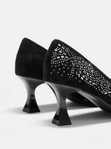 CUCCOO TILAWA Women's Casual Rhinestone Decorated Simple High Heel Pumps