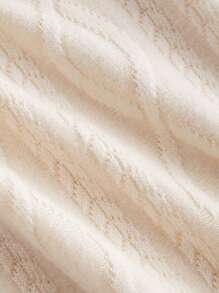 SHEIN MOD Morelowa sukienka midi z odkrytymi ramionami i teksturowaną dzianiną dla kobiet - Morela - Zobacz 4