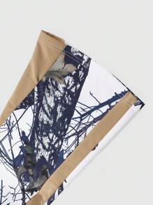 Manfinity Streetrush Pantalones deportivos casuales para hombres con gráfico impreso de rama, cintura con cordón, regalos para novio, regalos de Navidad, pantalones anchos y holgados de estilo urbano con bloques de colores, para el esposo