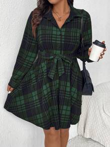 SHEIN Frenchy Homecoming Dresses,Vintage Dress,Travel Outfit Airport,Holiday Outfits,Women Fall Clothes, Fall Women's Dresses, Shirt Dresses, Skirt Dresses, Christmas Dresses, Christmas, Red Plaid Dresses Long Sleeve Dresses