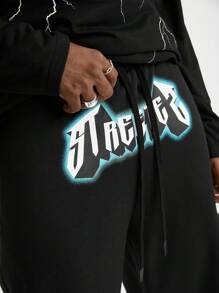 Manfinity VCAY Men's Lightning Print Loose Fit Long Sleeve T-Shirt And Long Pants Set