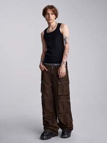 ROMWE MEN Street Life Jeans casual da uomo, in denim, color tinta unita, vestibilità ampia e morbida