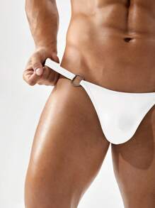 DrisQ Men's Solid Color Ring Connection Sexy G-String Briefs Bridallingerie - White - View 7