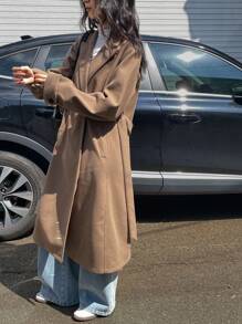 DAZY Women's New Autumn Front Button Long Sleeve Simple Casual Trench Coat Women Jacket,Fall Women Clothes