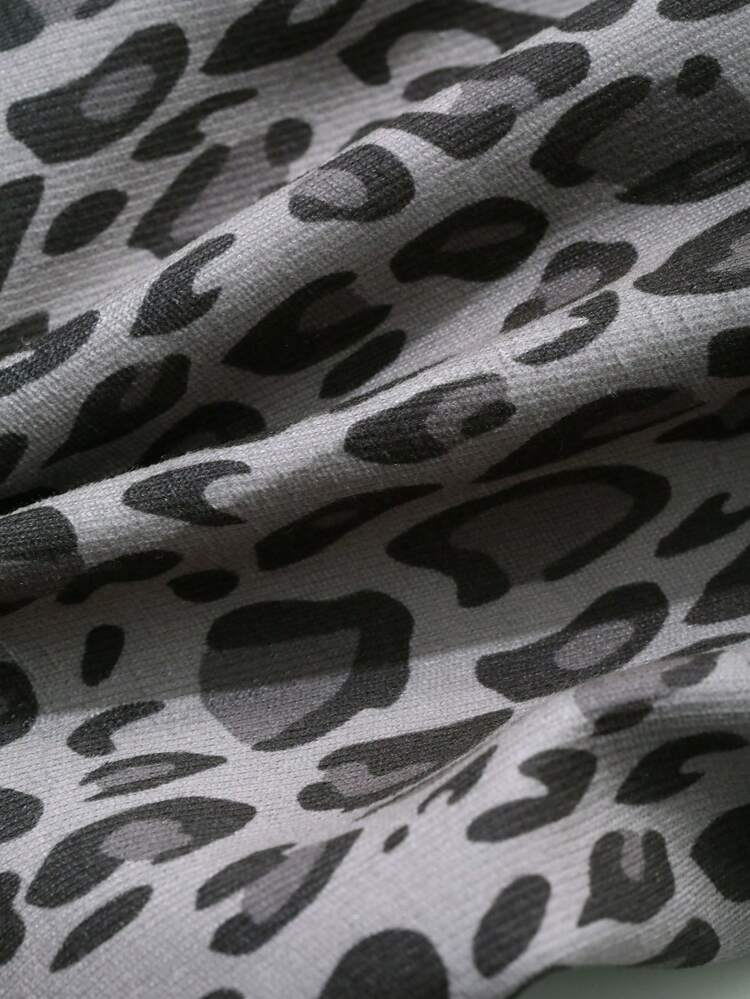 Leopard Print Elastic Waist Loose Wide Leg Pants For Women Cheetah Print