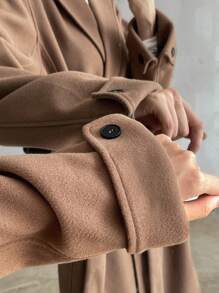 DAZY Women's New Autumn Front Button Long Sleeve Simple Casual Trench Coat Women Jacket,Fall Women Clothes