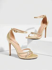 CUCCOO SZL 女士水钻装饰简约高跟凉鞋，休闲日常穿着