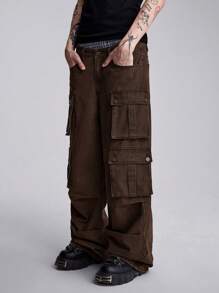 ROMWE MEN Street Life Jeans casual da uomo, in denim, color tinta unita, vestibilità ampia e morbida