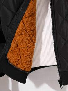 SHEIN Kids/Tween Boys' Thick Warm Hooded Long Sleeve Woven Winter Parka Coat, Suitable For School, Garden, Beach, Birthday, All Seasons