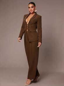 Silquee Women's All-Match Versatile Commuting Professional Mature Mobwife Classic Short Mocha Chocolate Brown Tailored Windbreaker Coat, Suitable For Thanksgiving, Christmas, New Year's Eve Outfit