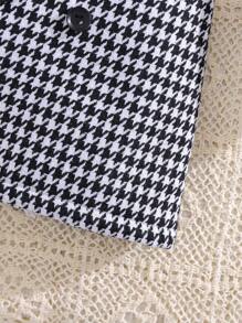 SHEIN Babygirl Autumn/Winter Houndstooth Fleece Jacket Coat Skirt Hat 3pcs Set - Black and White - View 8