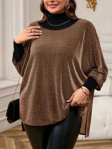 EMERY ROSE Camiseta elegante con mangas de murciélago brillante para talla grande, ropa de invierno para mujer - Multicolor - Ver 1