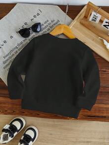 Áo nỉ cổ tròn in họa tiết hoa cúc cho bé gái, mùa thu - màu đen - Xem 2