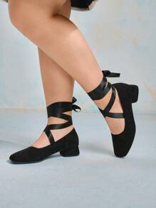 CUCCOO CURVES Wide Fit Women's Summer New Minimalist Style Plus Size Extra Wide Width Chunky Heel Square Toe Fashionable Multi-Wear Outdoor High Heels For Christmas And New Year Holiday Vibe Fall And Winter