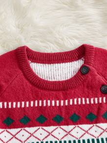 Manfinity VCAY Men's Fashion Casual Funny Graphic Colorblock Long Sleeve Pullover Sweater, Suitable For Street, Holiday And Daily Wear In Autumn/Winter, Christmas, For Party, Family Matching