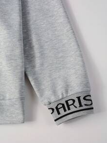 Manfinity Homme 男士休闲字母印花圆领长袖运动衫，秋季 - 淺灰色 - 查看 4