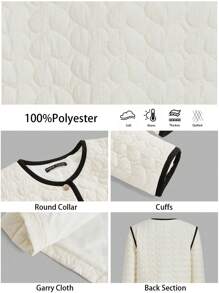 BizChic 女士白色绗缝圣诞夹克长袖外套，优雅通勤夹克