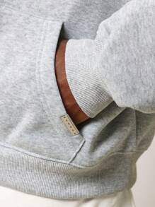 SUMWON Oversized French Terry Pullover Hoodie - Grey - View 4