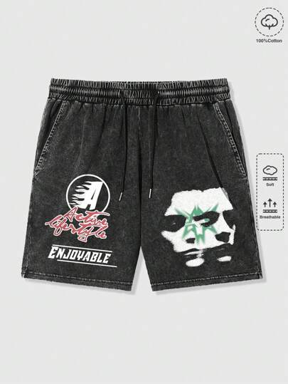 Street Life Shorts de hombre con gráfico desgastado e impresión lavada