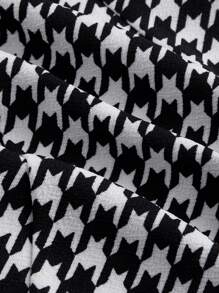 SHEIN MOD 千鸟格复古风格西装外套，配色衣领和袖口，褶皱下摆长裙女士商务套装 - 彩色 - 查看 8