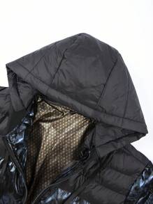 Manfinity Homme Cappotto imbottito casual con cappuccio, colletto con cerniera, maniche lunghe, con stampa Tintura a nodi, da uomo, adatto per l inverno