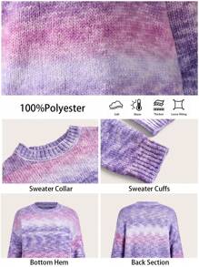 BizChic Christmas Gradient Pink-Purple Knit Sweater Tops, Fashionable Commute Wear For Women, Spring/Summer Offic