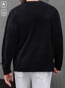 Manfinity Homme Men's Casual Solid Color Drop Shoulder Loose Single-Breasted Cardigan