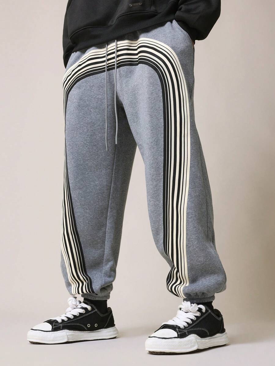SUMWON Athletic Jogger Sweatpants With Striped Side Panel Design Elastic Ankle Casual Workout Sport Training Loungewear Athleisure Style Fall Winter