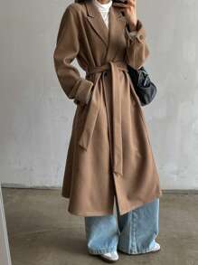 DAZY Women's New Autumn Front Button Long Sleeve Simple Casual Trench Coat Women Jacket,Fall Women Clothes