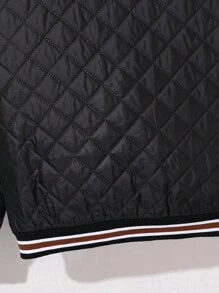 SHEIN Jaqueta corta-vento casual para meninos pré-adolescentes com gola canelada bordada e zíper, forro térmico grosso, adequada para deslocamento diário, escola, lazer, viagens, esportes, primavera/verão/outono/inverno