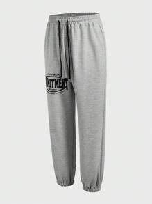 Gym Rark Boyfriend Style Men's Letter Print Drawstring Pocket Jogger Pants Sweat Pants - Grey - View 3