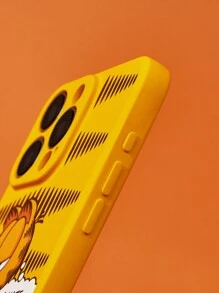 GARFIELD | SHEIN Estuche de teléfono de silicona líquida con diseño lindo de gato de dibujos animados y estampado de lema