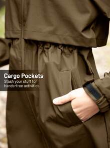 In My Nature 女士纯色前拉链长袖简约休闲连帽户外夹克 - 摩卡棕 - 查看 4