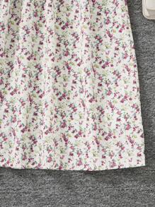 SHEIN Set de 2 piezas para niñas preadolescentes con camisa de manga larga de una hilera y vestido de tirantes con estampado floral vintage