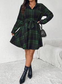 SHEIN Frenchy Homecoming Dresses,Vintage Dress,Travel Outfit Airport,Holiday Outfits,Women Fall Clothes, Fall Women's Dresses, Shirt Dresses, Skirt Dresses, Christmas Dresses, Christmas, Red Plaid Dresses Long Sleeve Dresses