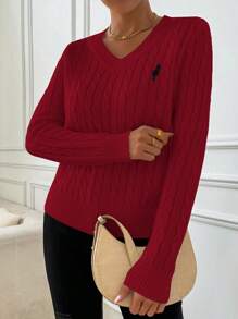 SHEIN LUNE Áo len thêu, rộng rãi, thoải mái, dễ mặc cho nữ - Nhiều màu - Xem 3