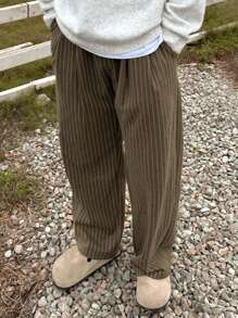 DAZY 男士休闲条纹抽绳腰直筒裤，适合秋季