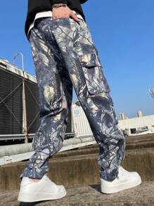 Manfinity LEGND Manfinity Plus Size Męskie Streetwear All Over Print Flap Pocket Loose Fit Proste Spodnie Cargo Camo Cargo Spodnie