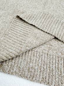 Calvaya Plus Size Women Plain Knit V-Neck Drawstring Sleeveless Casual Pullover Top, Minimalist Style For Autumn/Winter - Beige - View 6