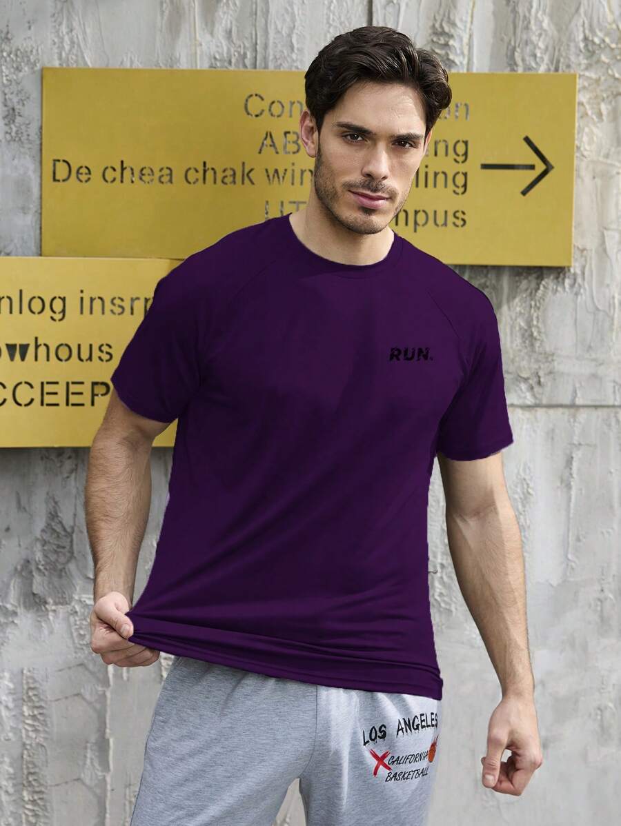 Manfinity Sport Corelite Boyfriend Style Men's Solid Color Round Neck Short Sleeve Sports T-Shirt, Summer