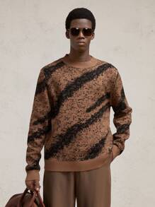 AKNOTIC Business Casual Loose Crew Neck Sweater For Men, Suitable For Autumn/Winter