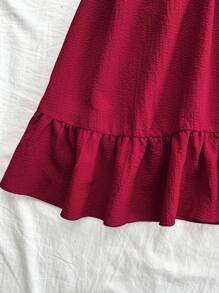 SHEIN WYWH 女士性感露背镂空紧身迷你连衣裙，酒红色，夏季 - 酒紅色 - 查看 6