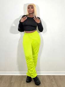 Zolique Women's Autumngreen Jogger Pants With Ruched Hem Fall Cloth For Women - Green - View 4