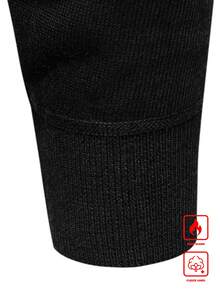 Calvornis 男士休闲长袖保暖套头毛衣，纯色针织保暖内衬毛衣，秋冬季，外出休闲，朋友聚会必备 - 黑色 - 查看 4